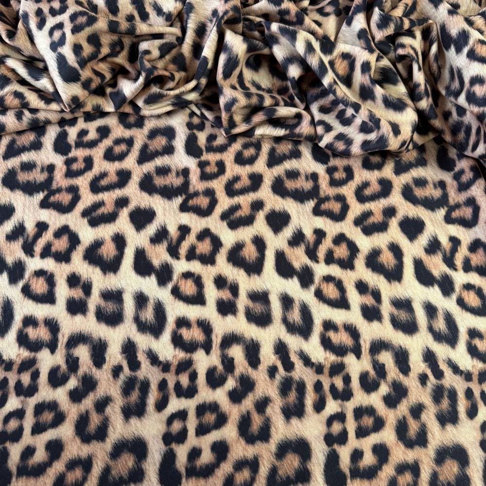Tecido Estampado Crepe Elise - Animal Print Onça