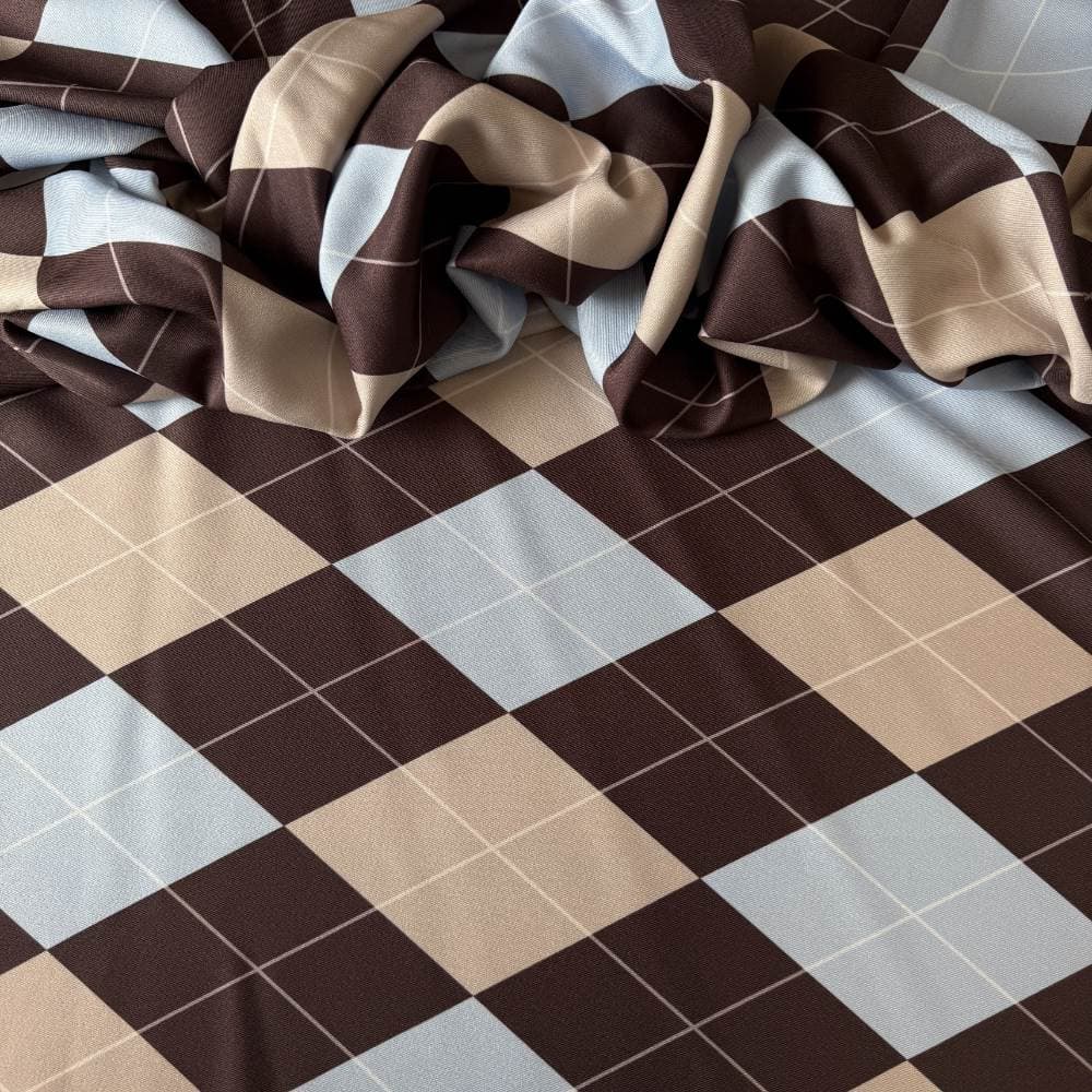 Tecido Estampado Crepe Elise - Xadrez Elegante