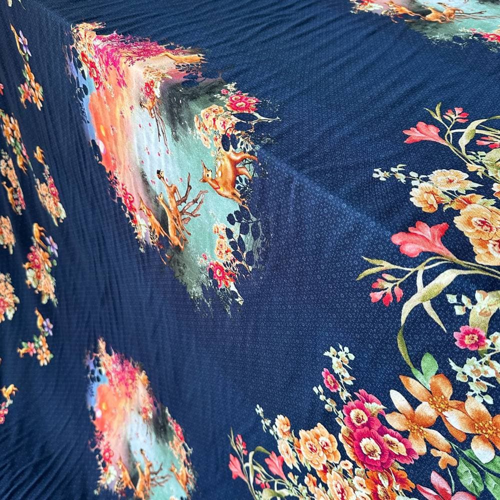 Tecido Estampado 100% Viscose - Floresta Real Encantada