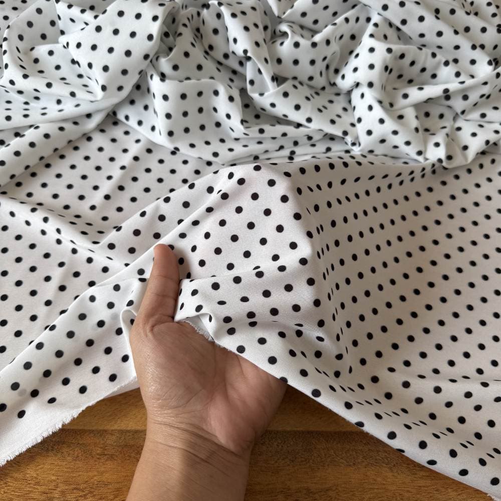 Tecido Estampado Viscoseda - POÁ Miúdo Branco