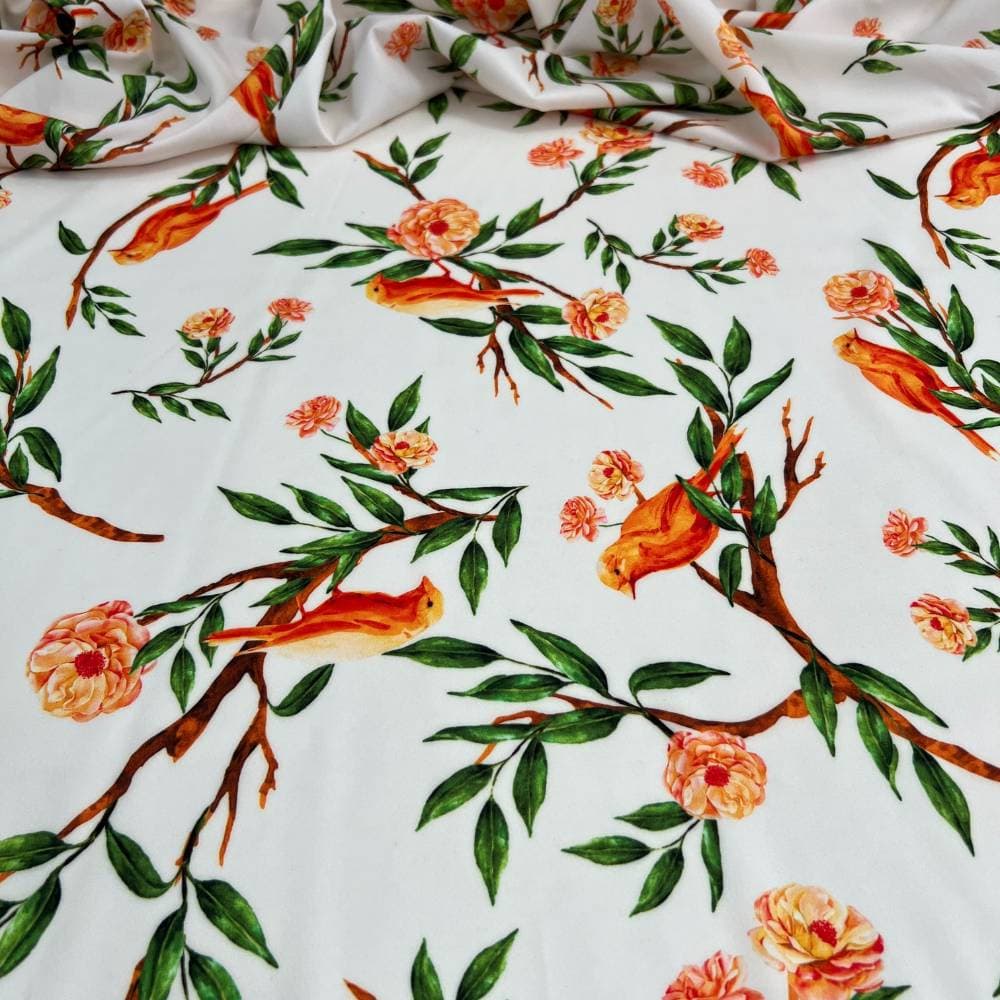 Tecido Estampado Viscoseda pássaro livre - Atacado