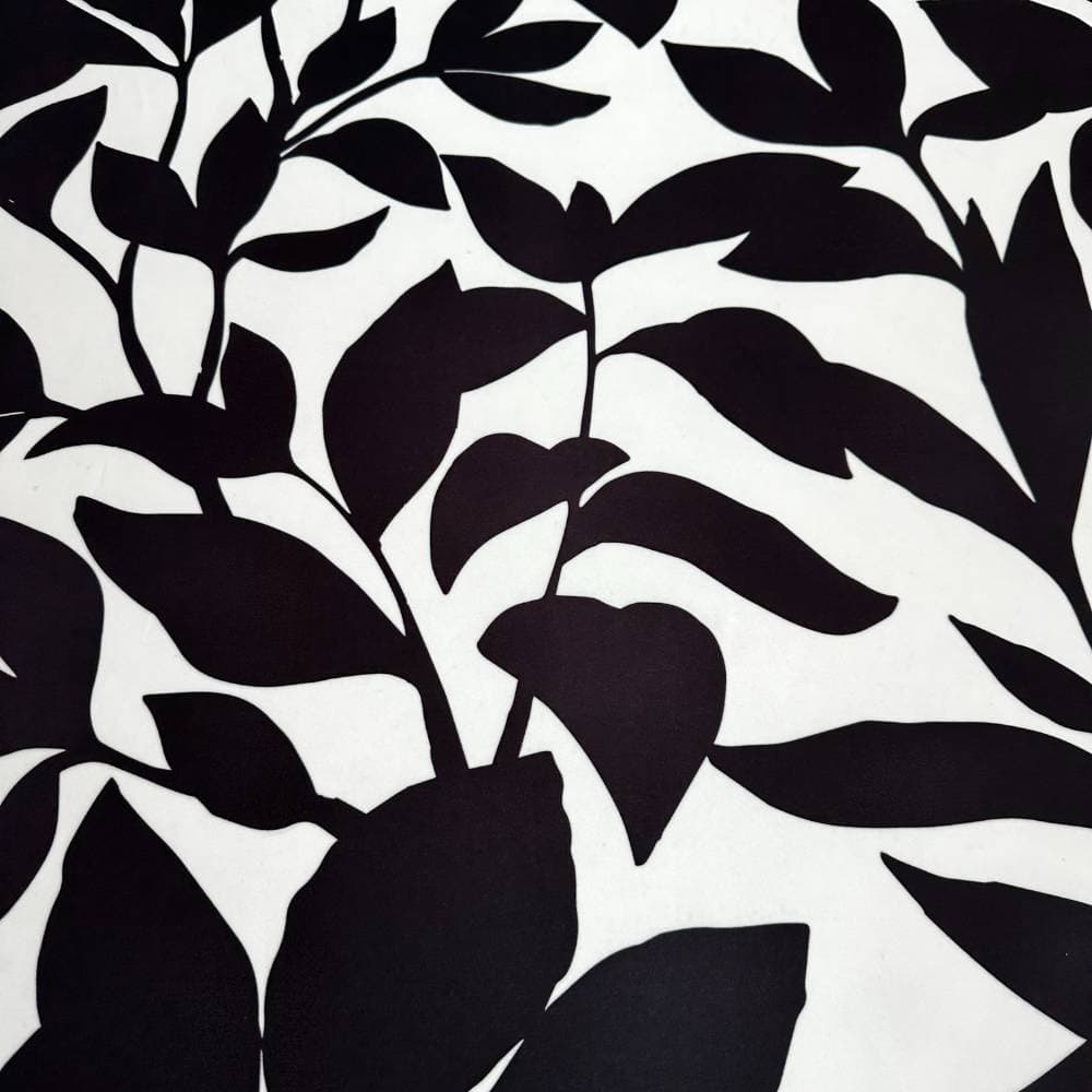 Tecido Estampado Viscoseda folhagens P&B - Atacado