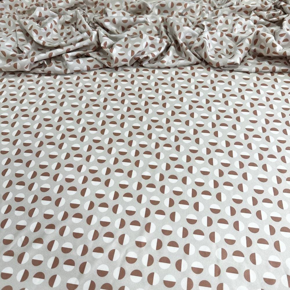 Tecido Estampado Viscoseda bolinhas bege - Atacado