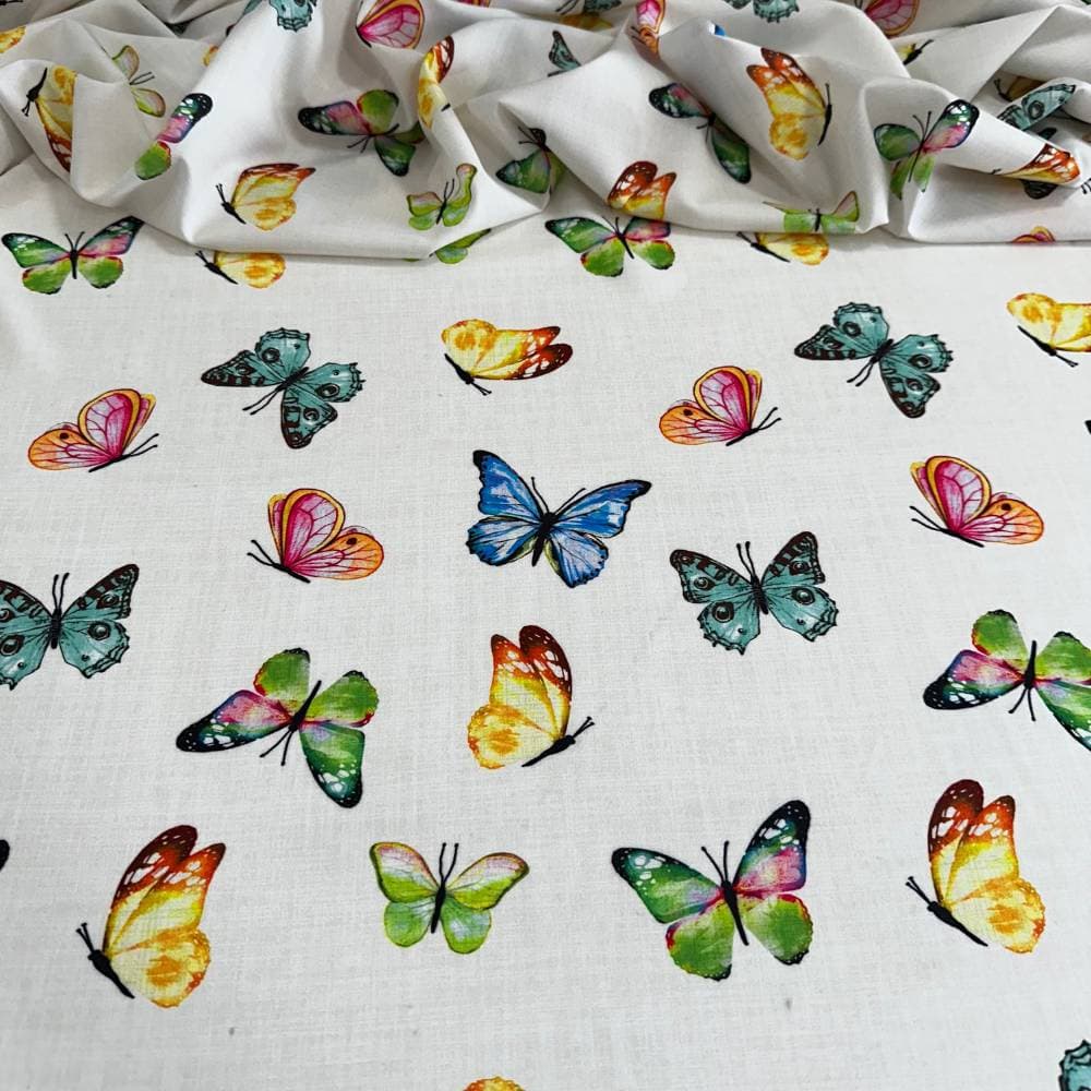 Tecido Estampado Viscoseda Borboletas Colors  - Atacado