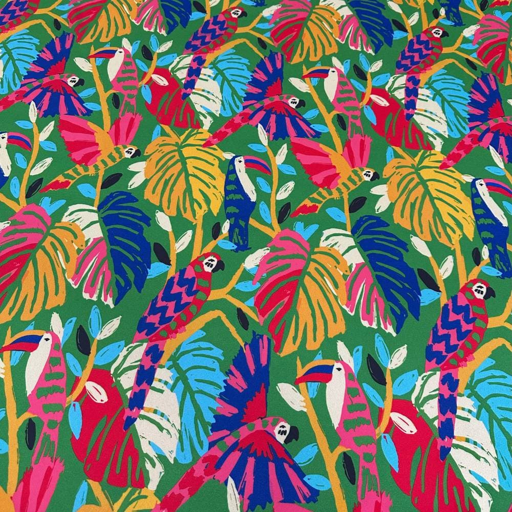 Tecido Estampado Viscoseda araras colors 2 - Atacado