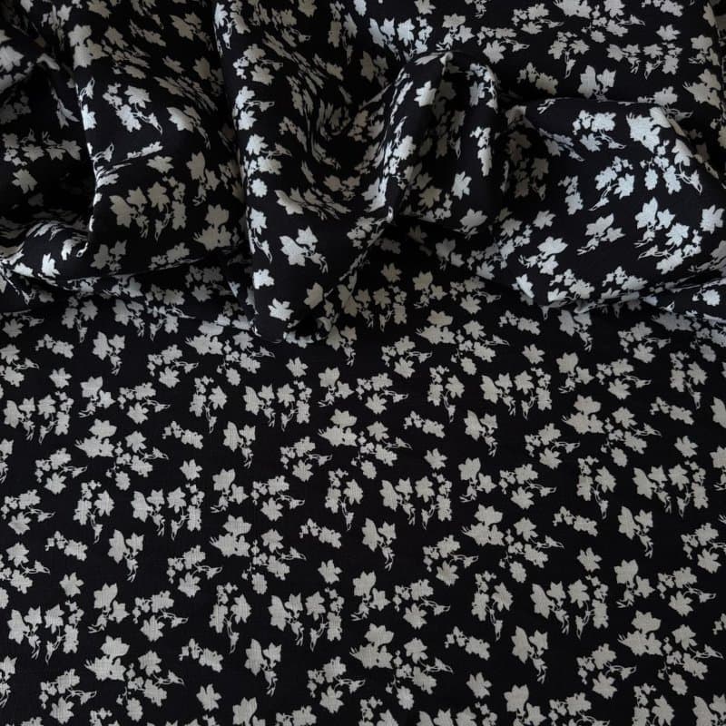 Tecido Estampado Viscolinho - Fly Liberty Preto LIVE 