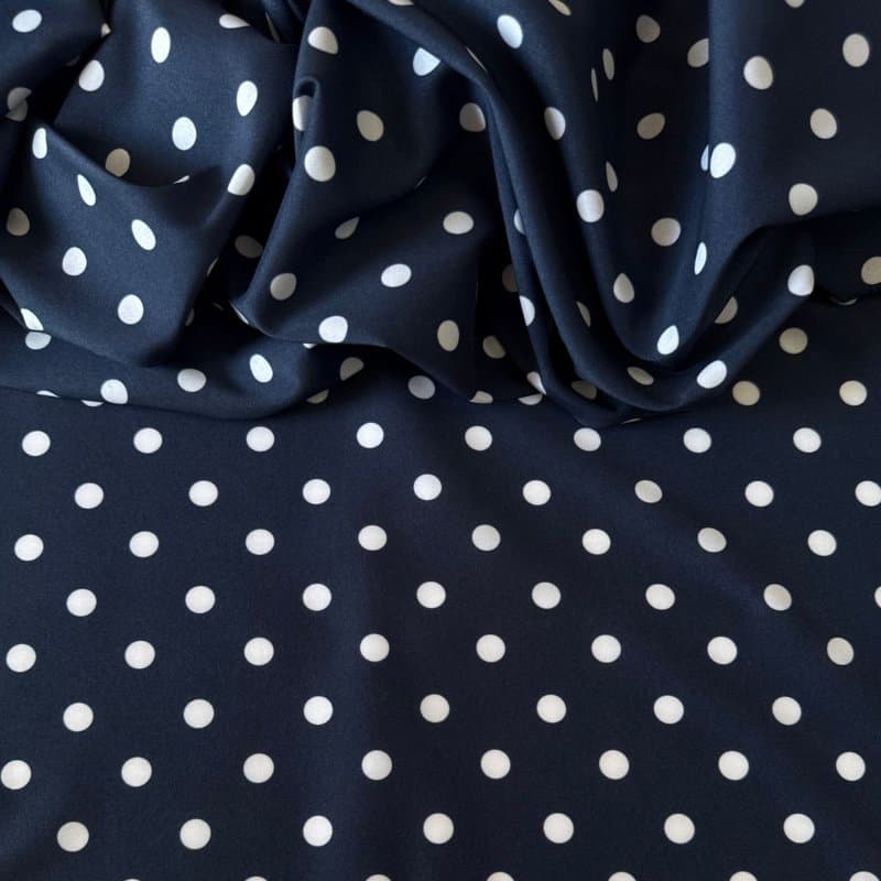 Tecido Estampado Viscoseda POA - Azul Marinho&Branco