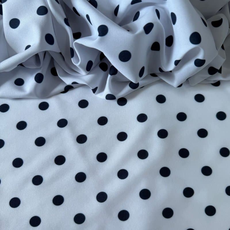 Tecido Estampado Viscoseda POA - Branco&Azul Marinho