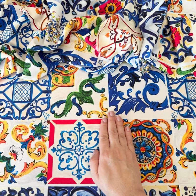 Tecido Estampado Viscoseda Azulejos Portugueses 