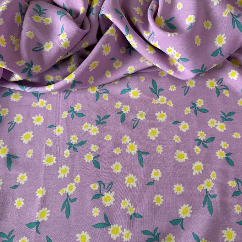 Tecido Estampado 100% Viscose - Floral Lily LilÃÂ¡s