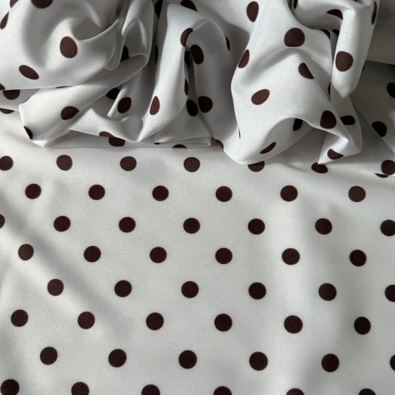 Tecido Estampado Viscoseda POA - Branco&Marrom 