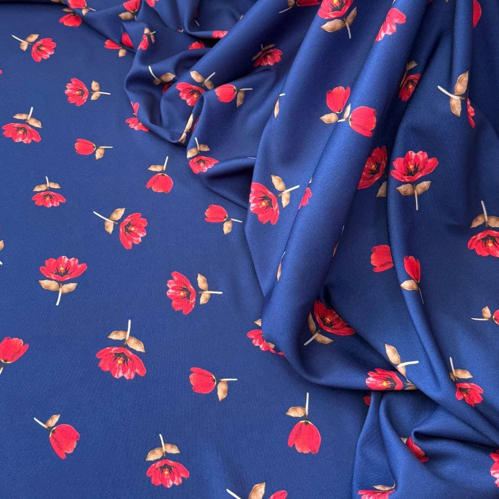 Tecido Estampado Flores Branca de Neve - Atacado