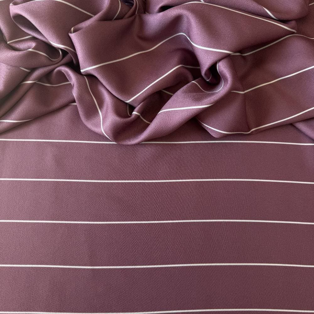 Tecido Estampado Viscoseda Listrado Malva Queimado - Atacado
