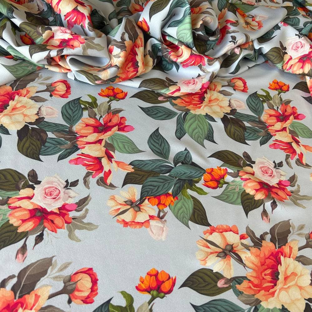 Tecido Estampado Viscoseda Pintura Clássica Floral - Atacado