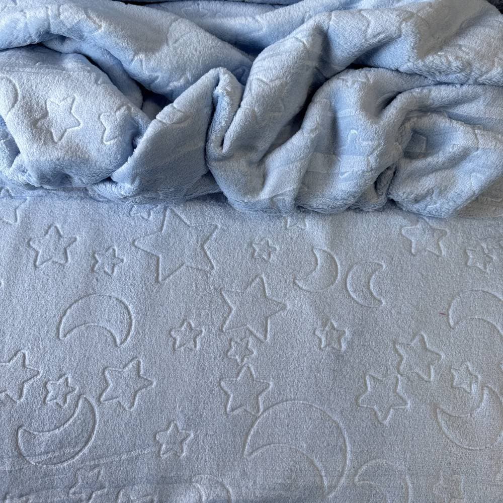 Tecido UltraSoft Relevo - Noite Estrelada Azul Bebê
