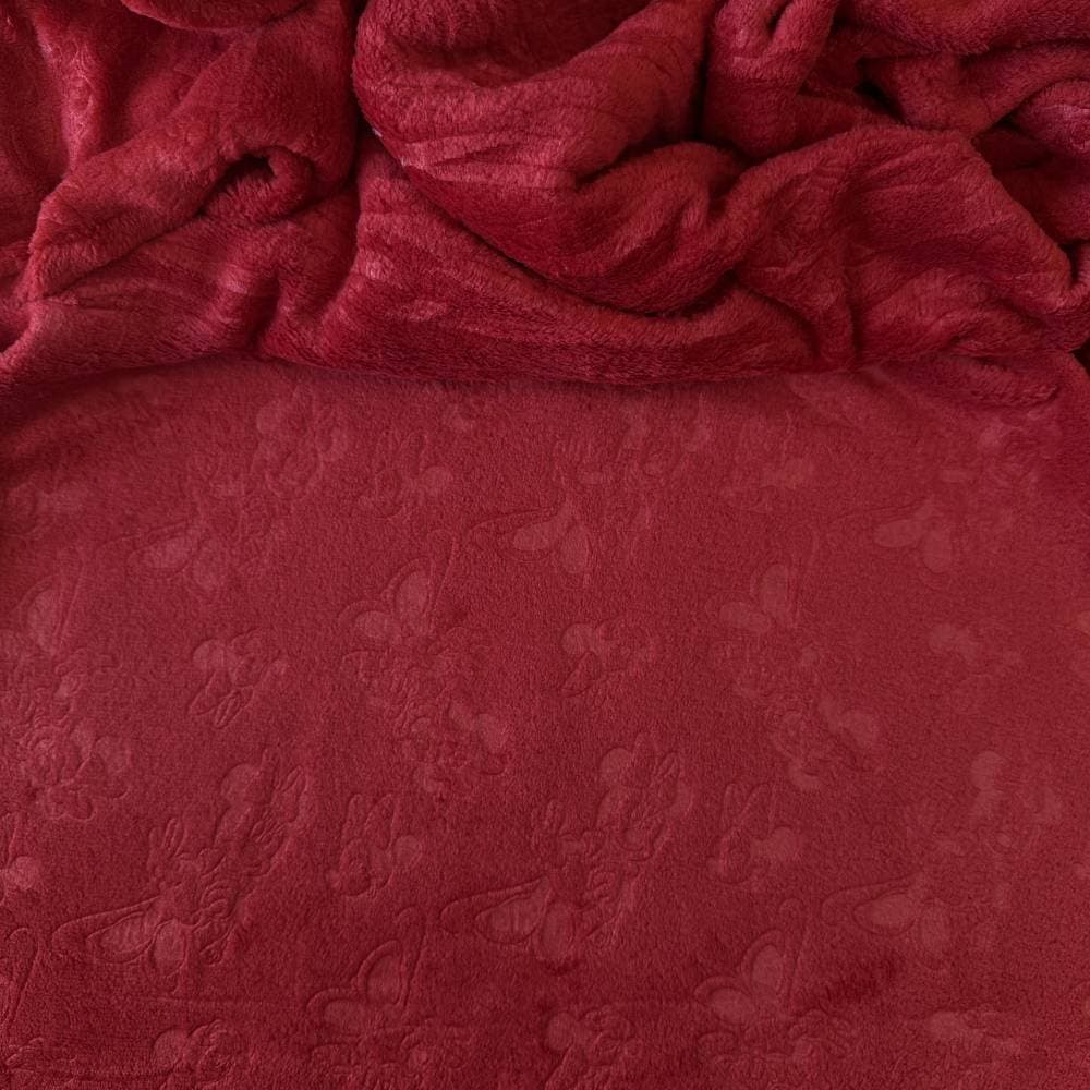 Tecido UltraSoft Relevo - Personagem Minnie Vermelho