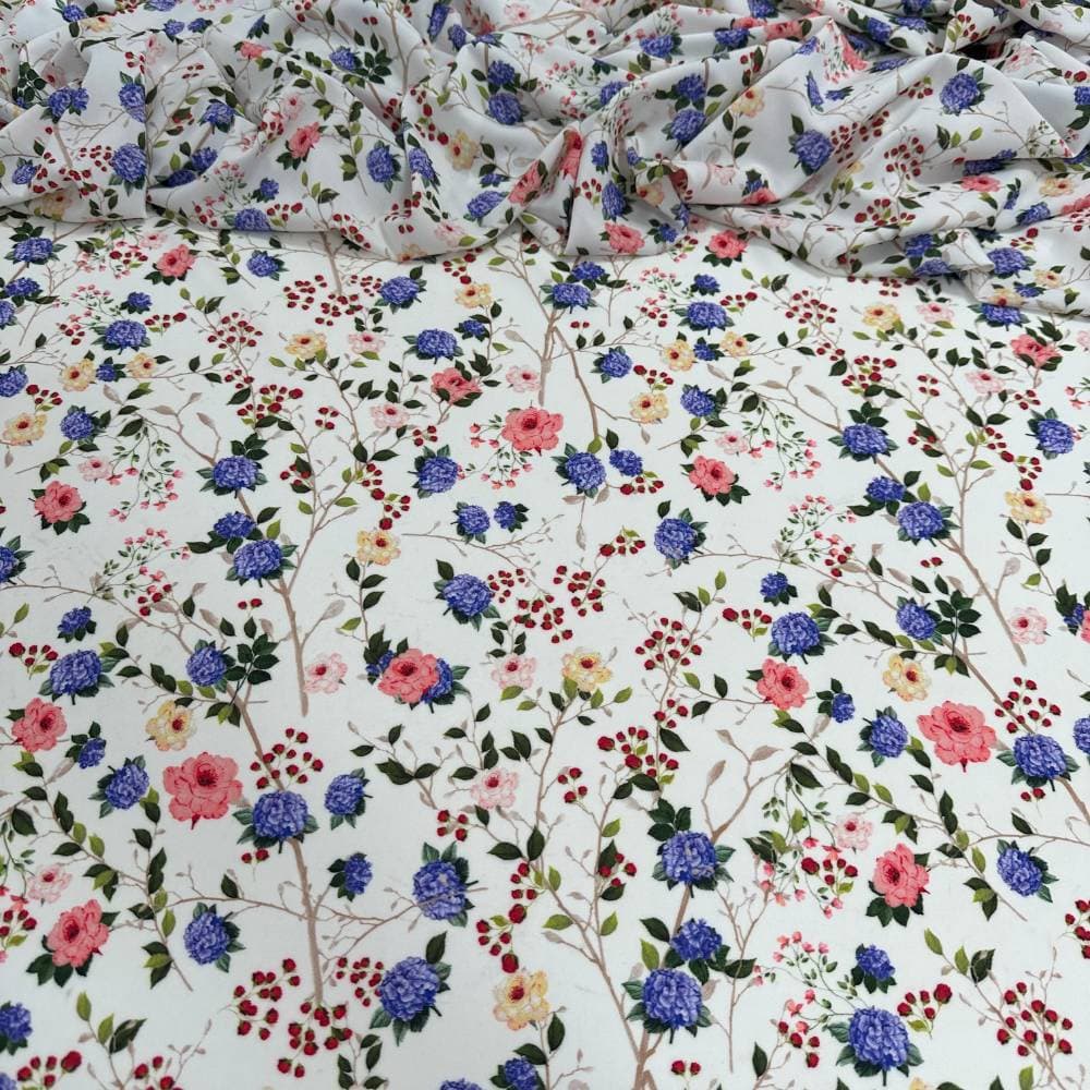 Tecido Estampado Viscoseda floral mini rosas - Atacado