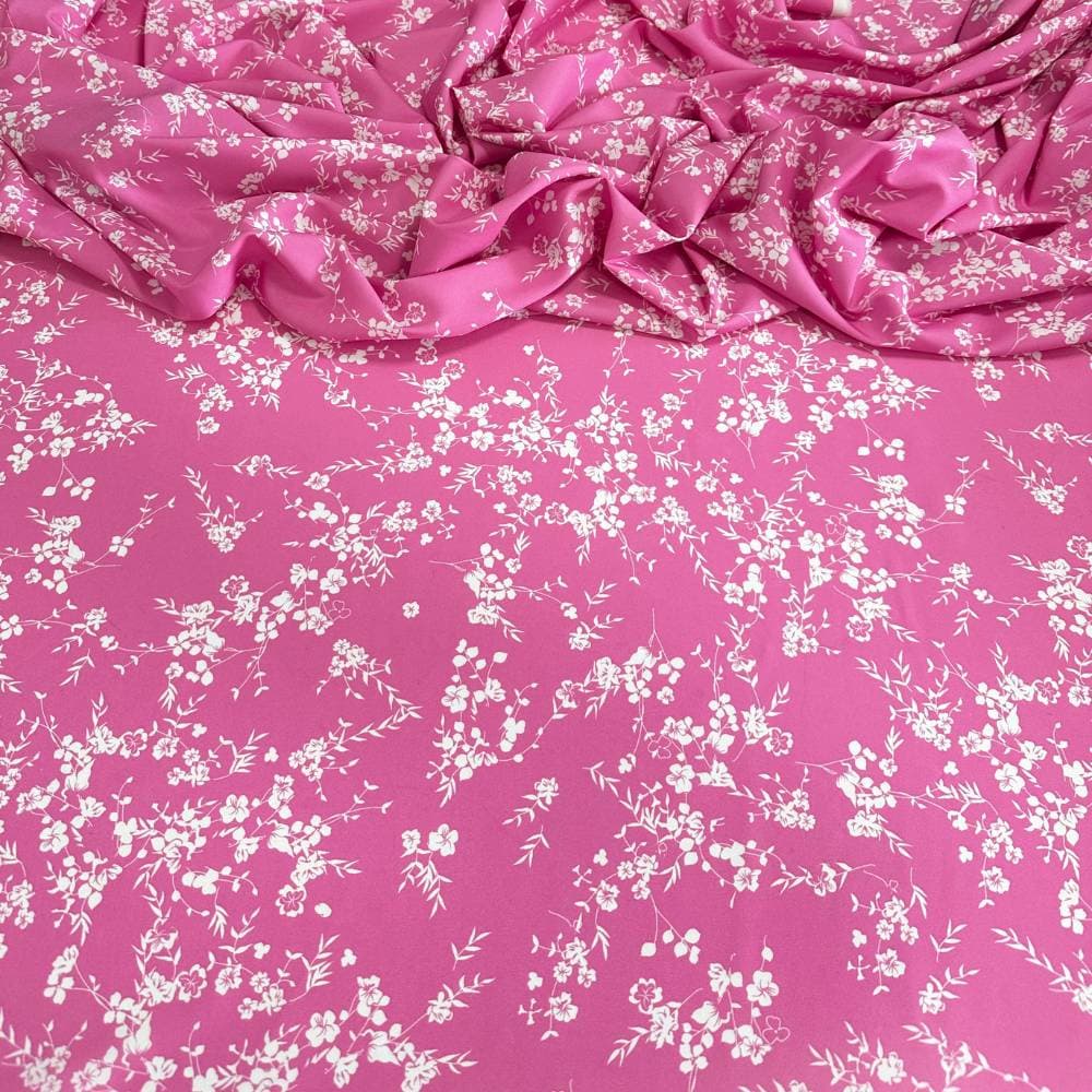 Tecido Estampado Viscoseda floral liberty Barbie - Atacado