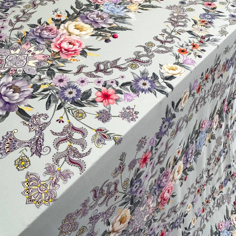 Tecido Estampado Viscoseda barrado floral perfeito - Atacado