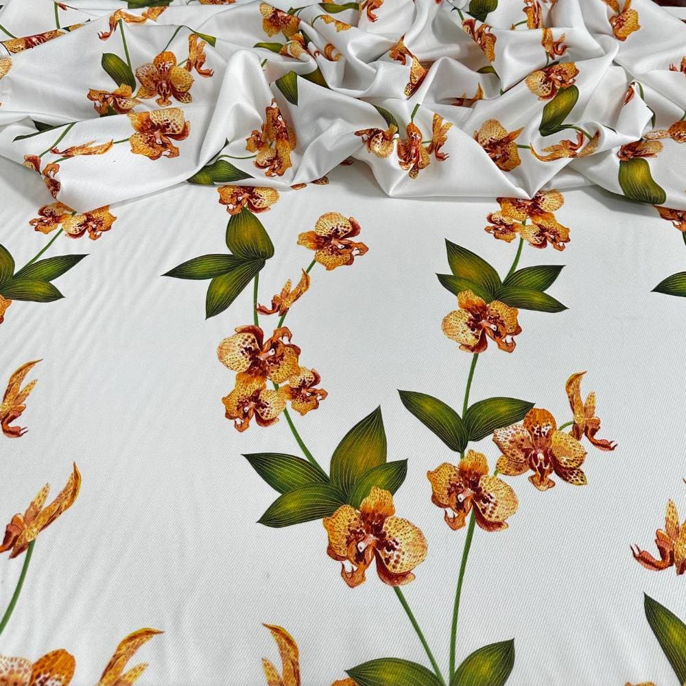 Tecido Estampado Viscoseda Orquideas - atacado