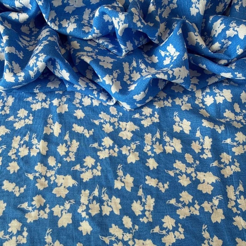 Tecido Estampado Viscolinho - Fly Liberty Azul LIVE