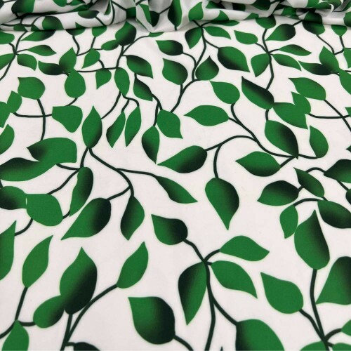 Tecido Estampado Viscoseda folhas verdes - Atacado