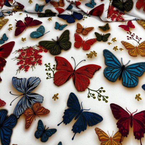 Tecido Estampado Viscoseda 3D borboletas - Atacado