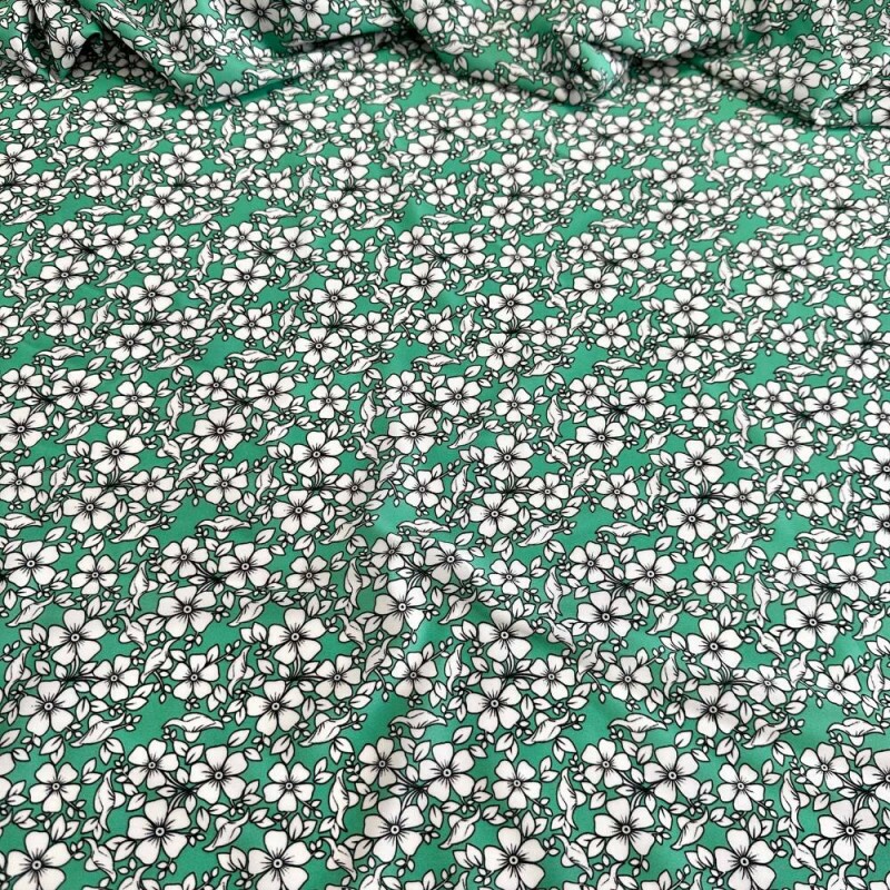 Tecido Estampado Viscoseda floral liberty verde