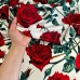 Tecido Estampado Viscoseda rosas vermelhas - Atacado