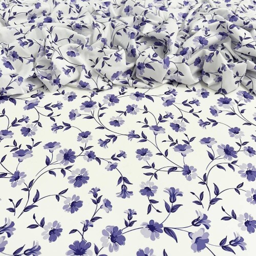 Tecido Estampado Viscoseda floral lavanda - Atacado
