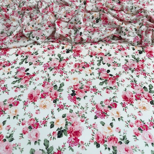 Tecido Estampado Viscoseda floral rosa 2 - Atacado