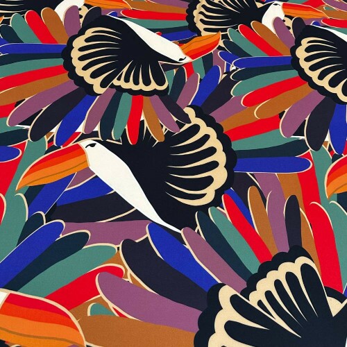 Tecido Estampado Viscoseda tucanos colors 2 - Atacado