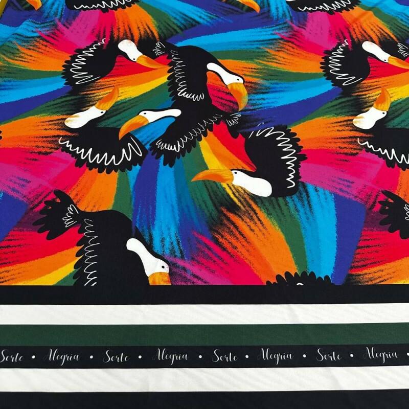 Tecido Estampado Viscoseda tucanos colors 3