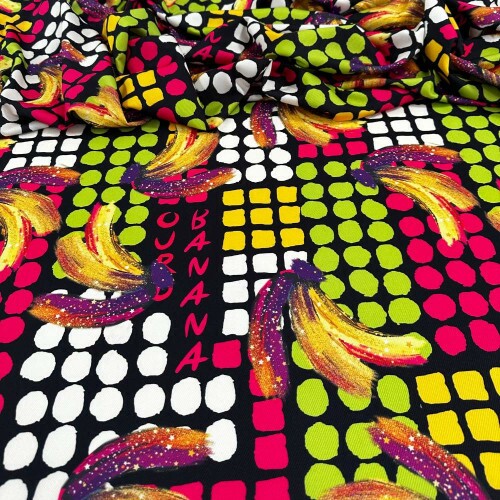 Tecido Estampado Viscose eco premium bananas 2 - Atacado